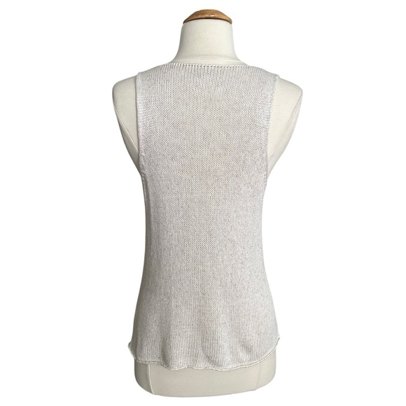 Made In Italy Natural Knit Tank Top Cotton Flax Linen Blend Coastal Minimalist - Picture 5 of 11